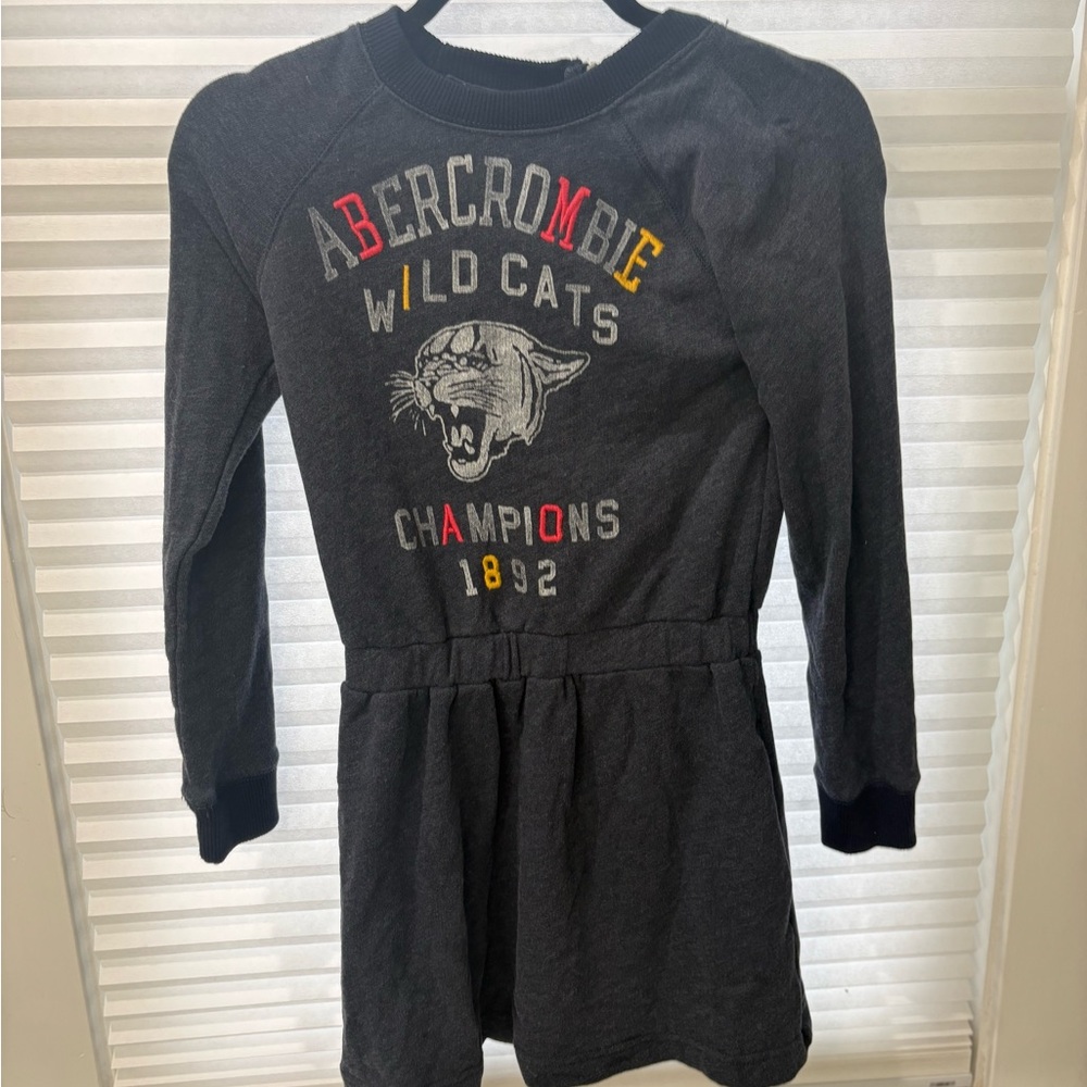 Abercrombie Kids Charcoal Wild Cats Long Sleeve Dress